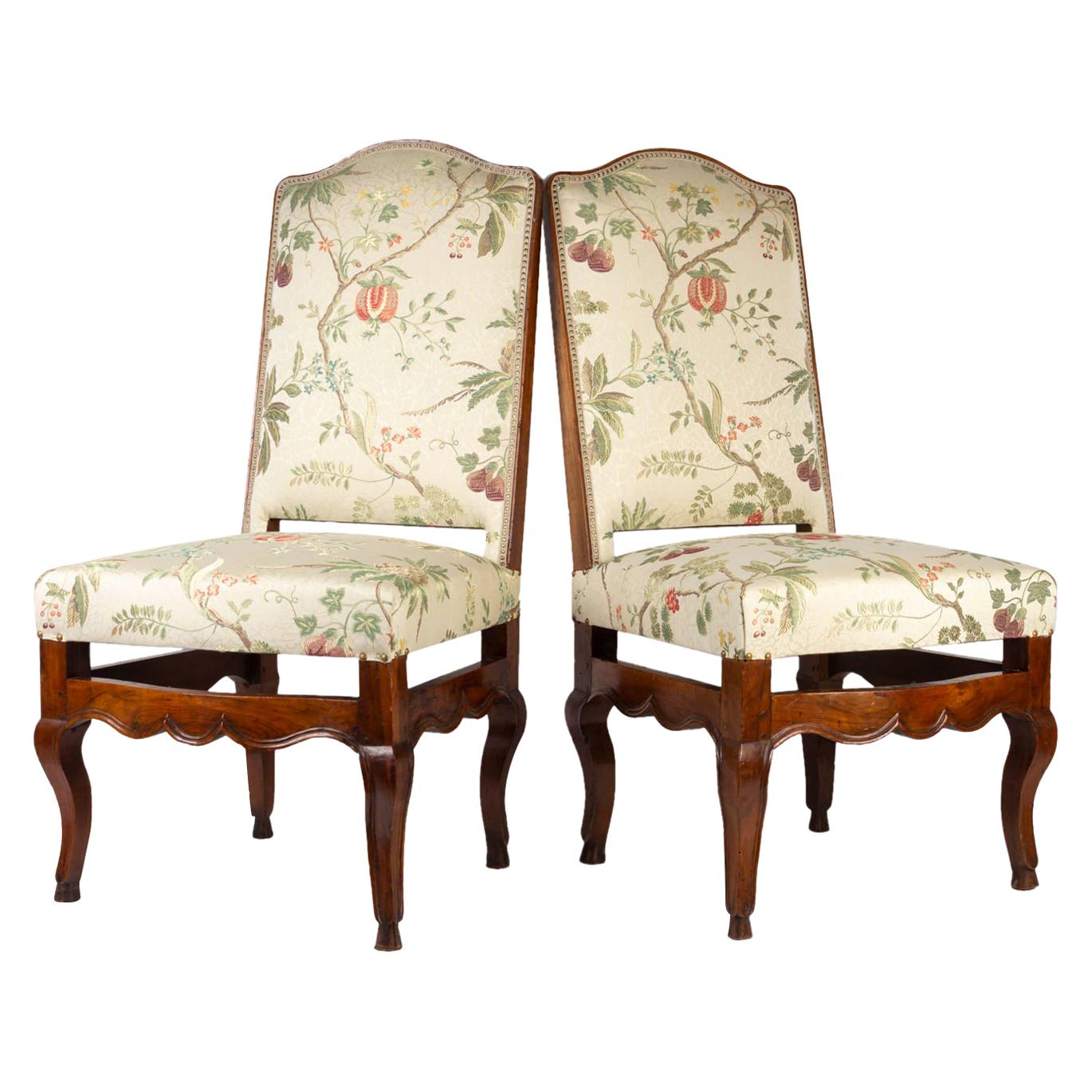 Pair of Walnut Provençal Chairs, 18th Century Period