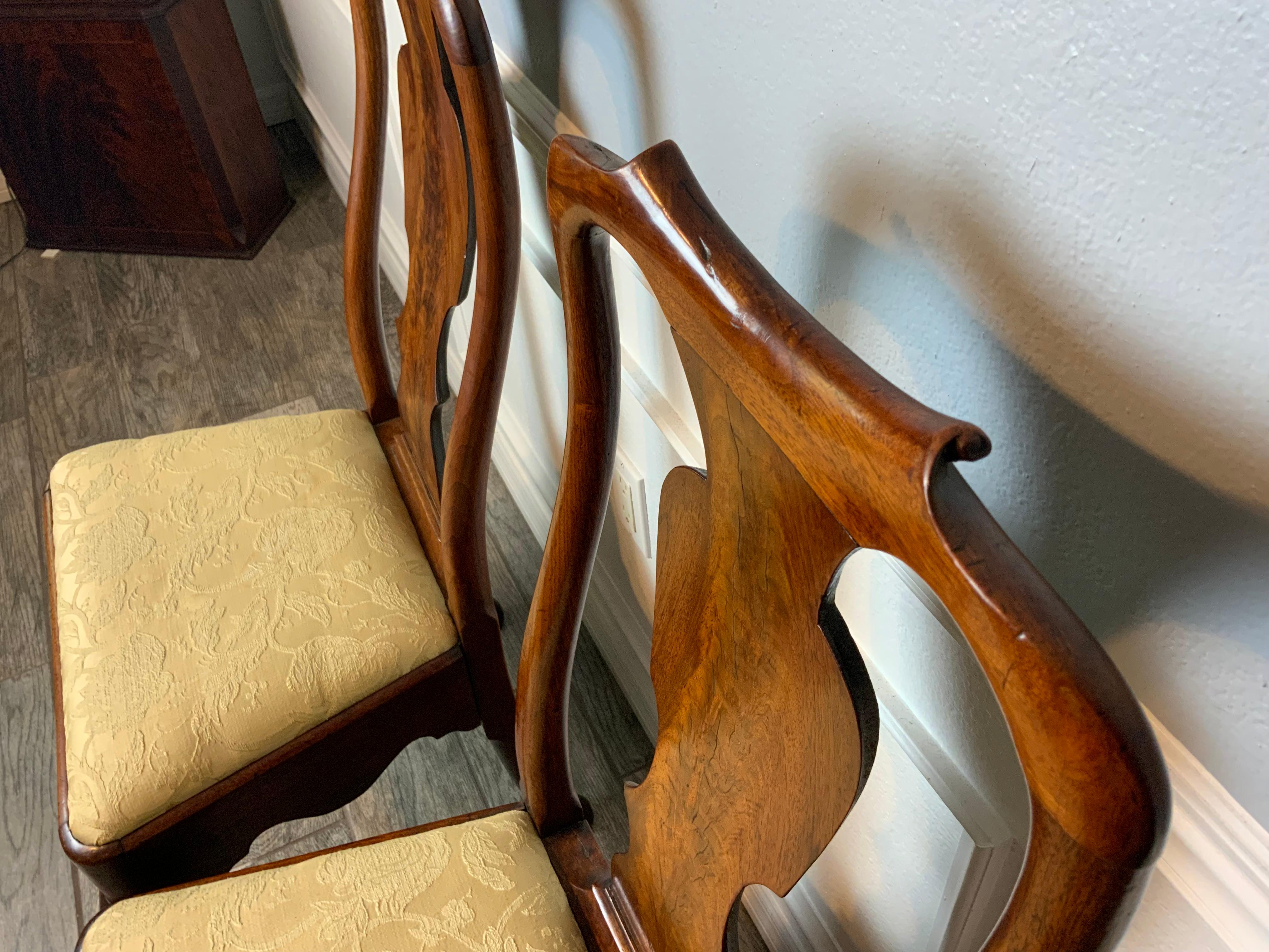 George III Pair of Walnut Queen Anne Side Chairs For Sale