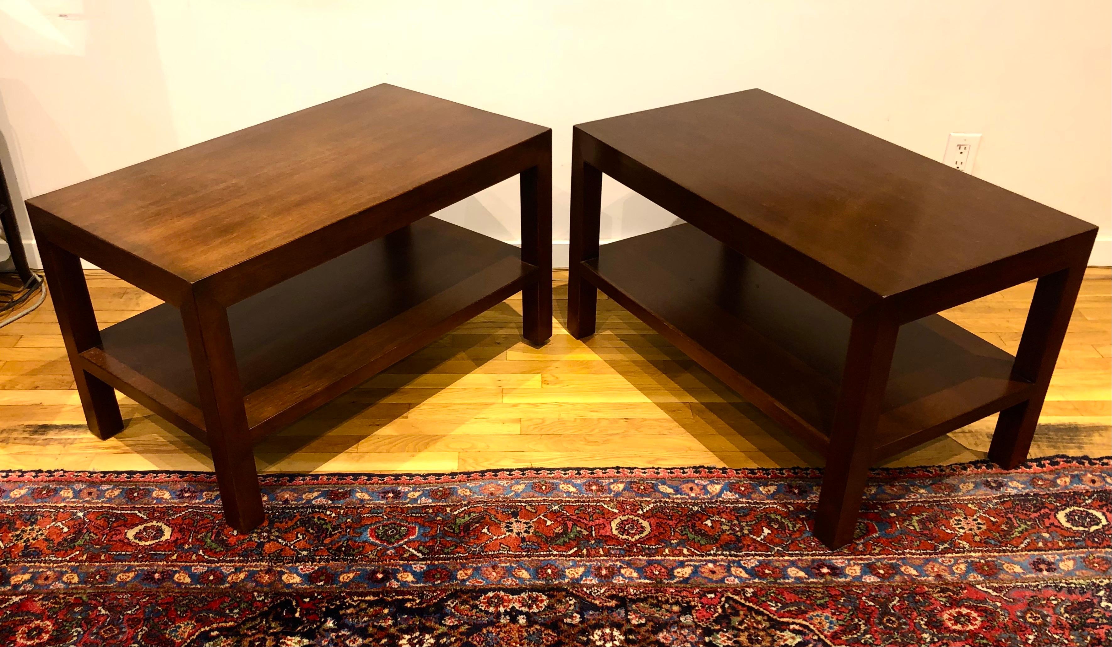 Pair of Walnut Side Tables by Dunbar In Good Condition In Brooklyn, NY