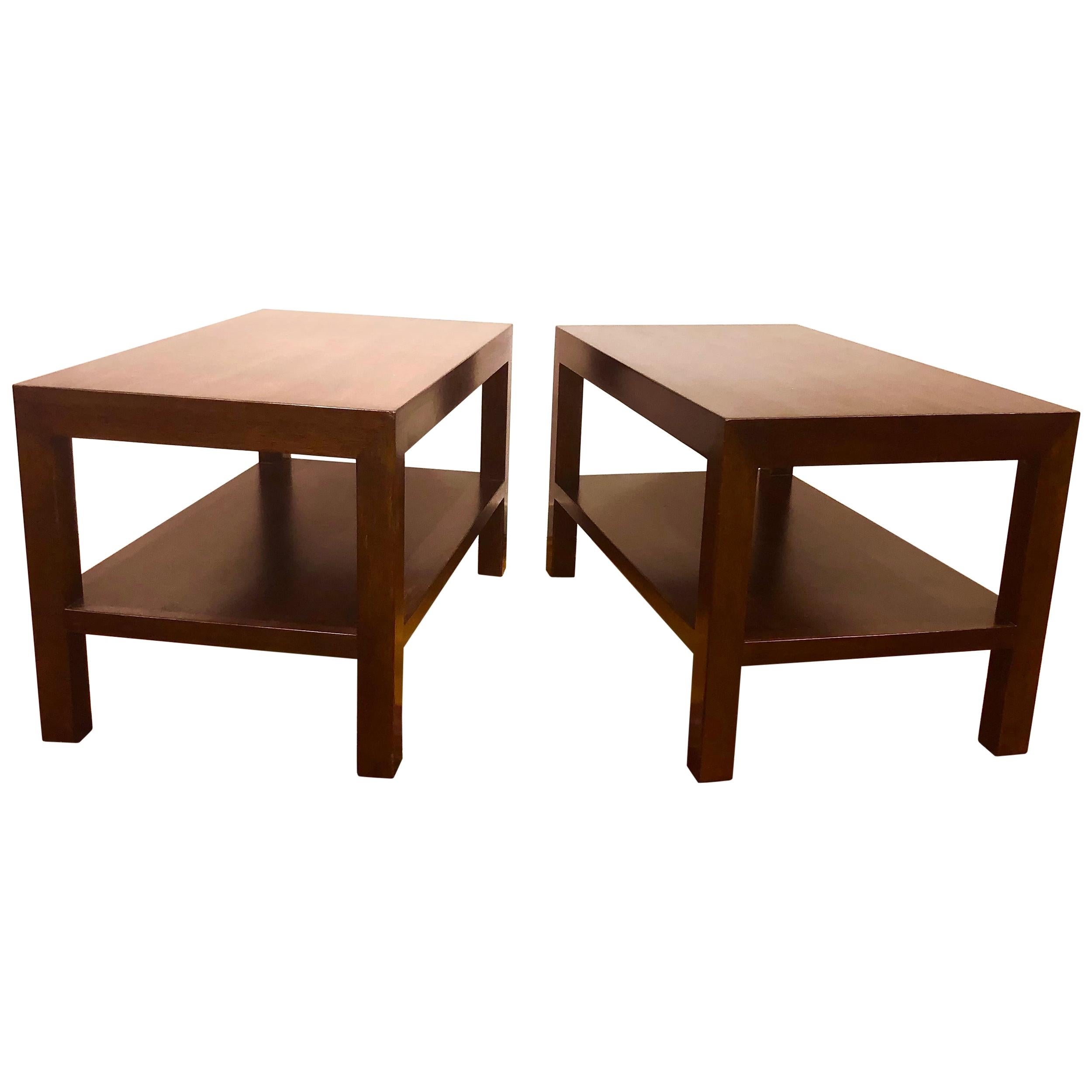 Pair of Walnut Side Tables by Dunbar