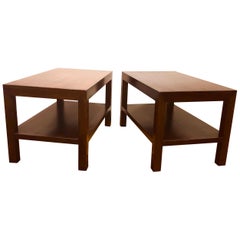 Pair of Walnut Side Tables by Dunbar