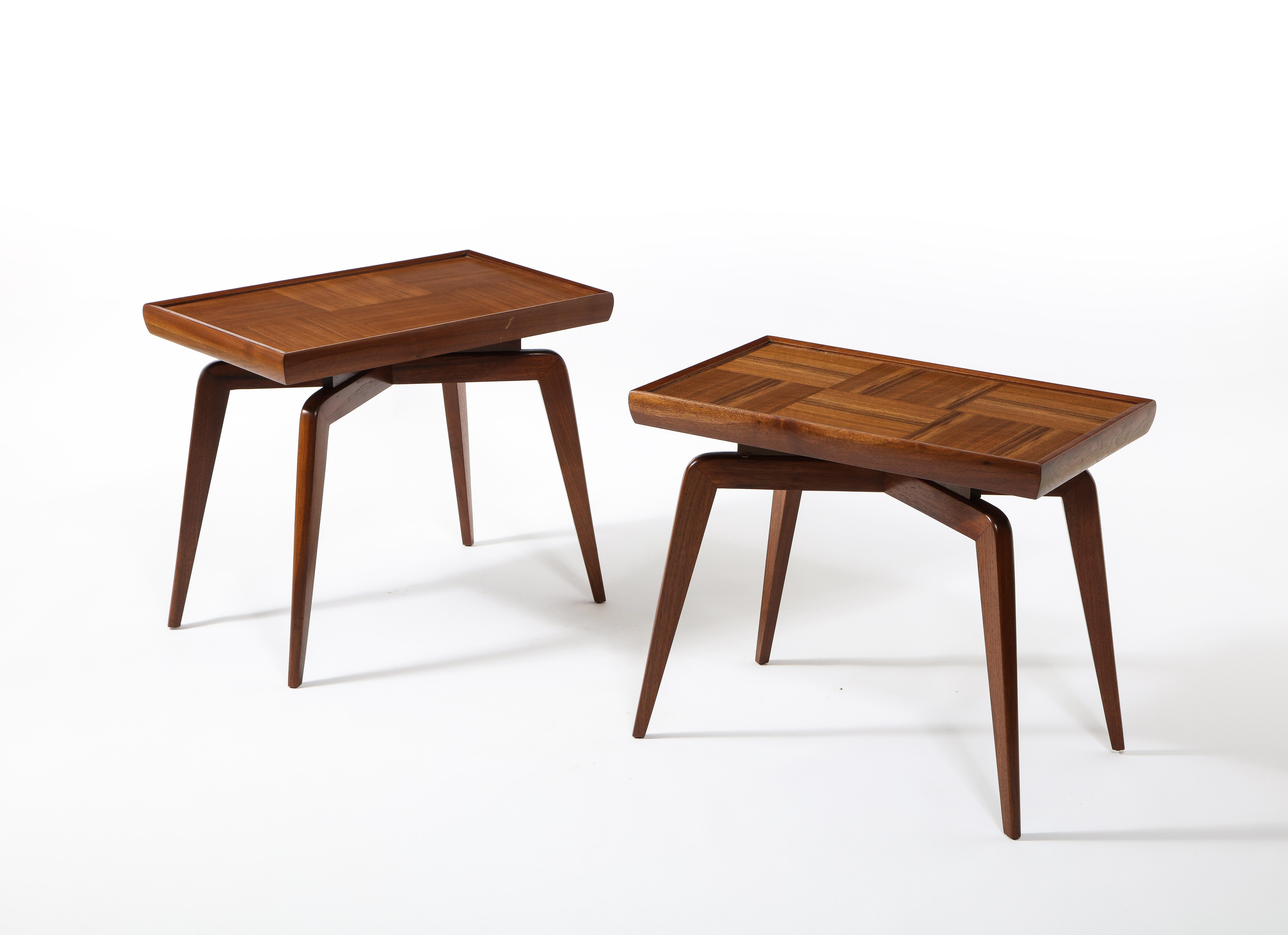 Pair of Walnut Side Tables, USA 1960's For Sale 1