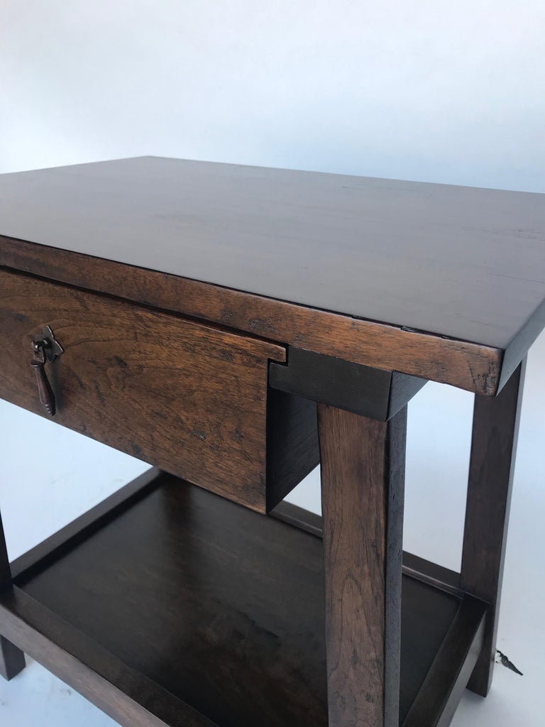 Pair of Walnut Side Tables with Drawer For Sale at 1stDibs