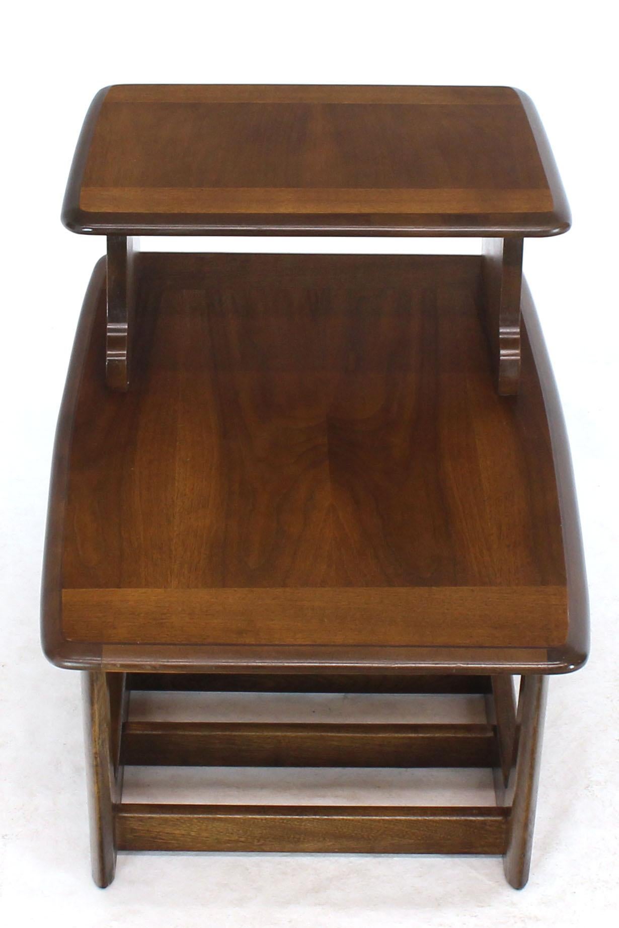 Lacquered Pair of Walnut Step End Side Step Tables