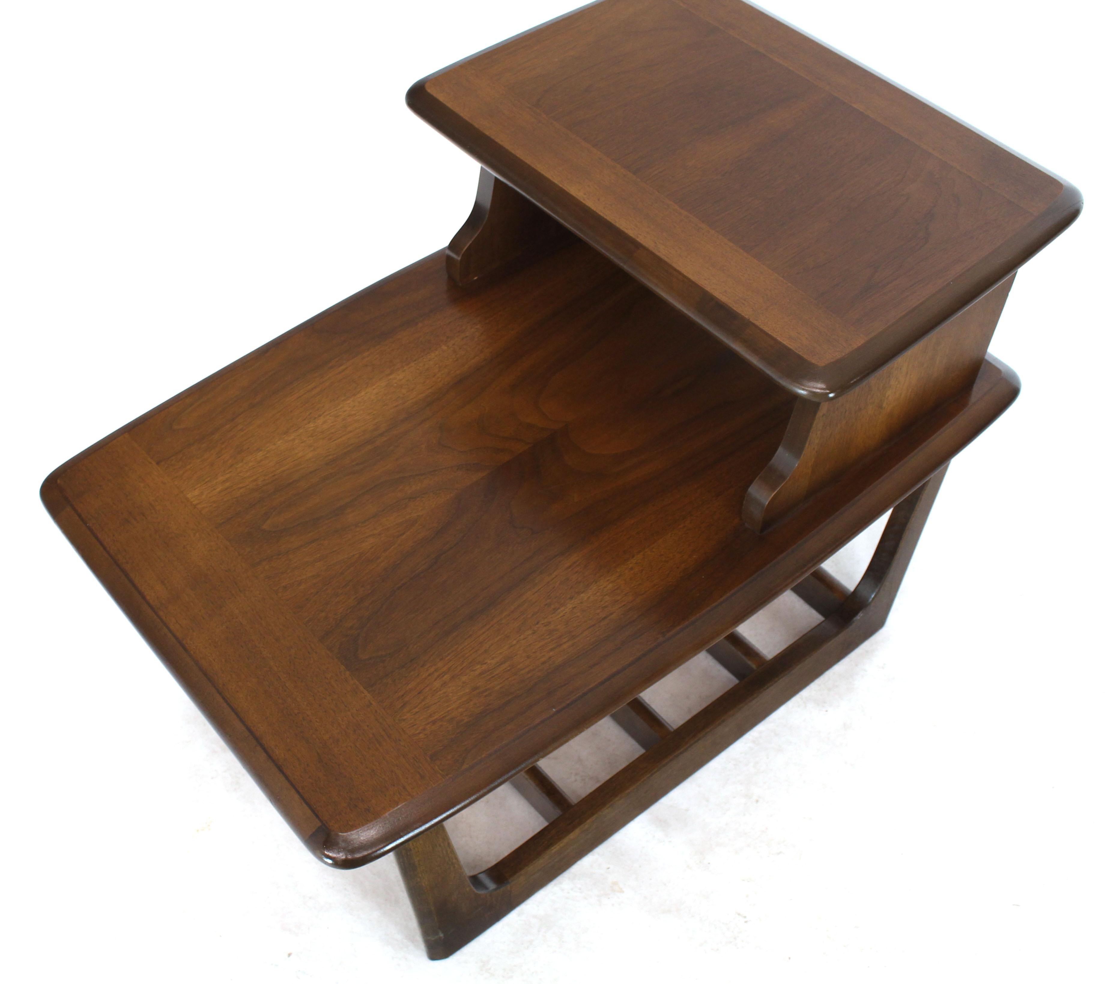 20th Century Pair of Walnut Step End Side Step Tables