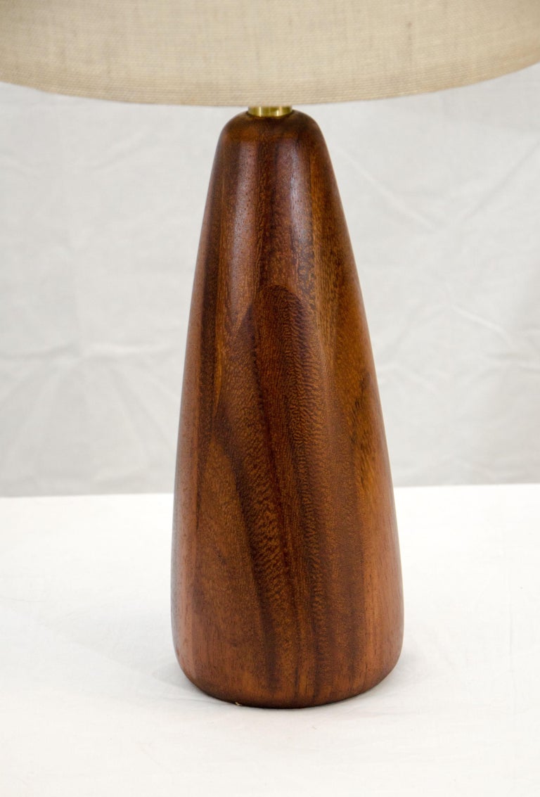 Pair of Walnut Table Lamps, Original Shades at 1stDibs