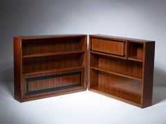 Pair of Walnut Tall Modular Storage Pieces, 1950s, Italy