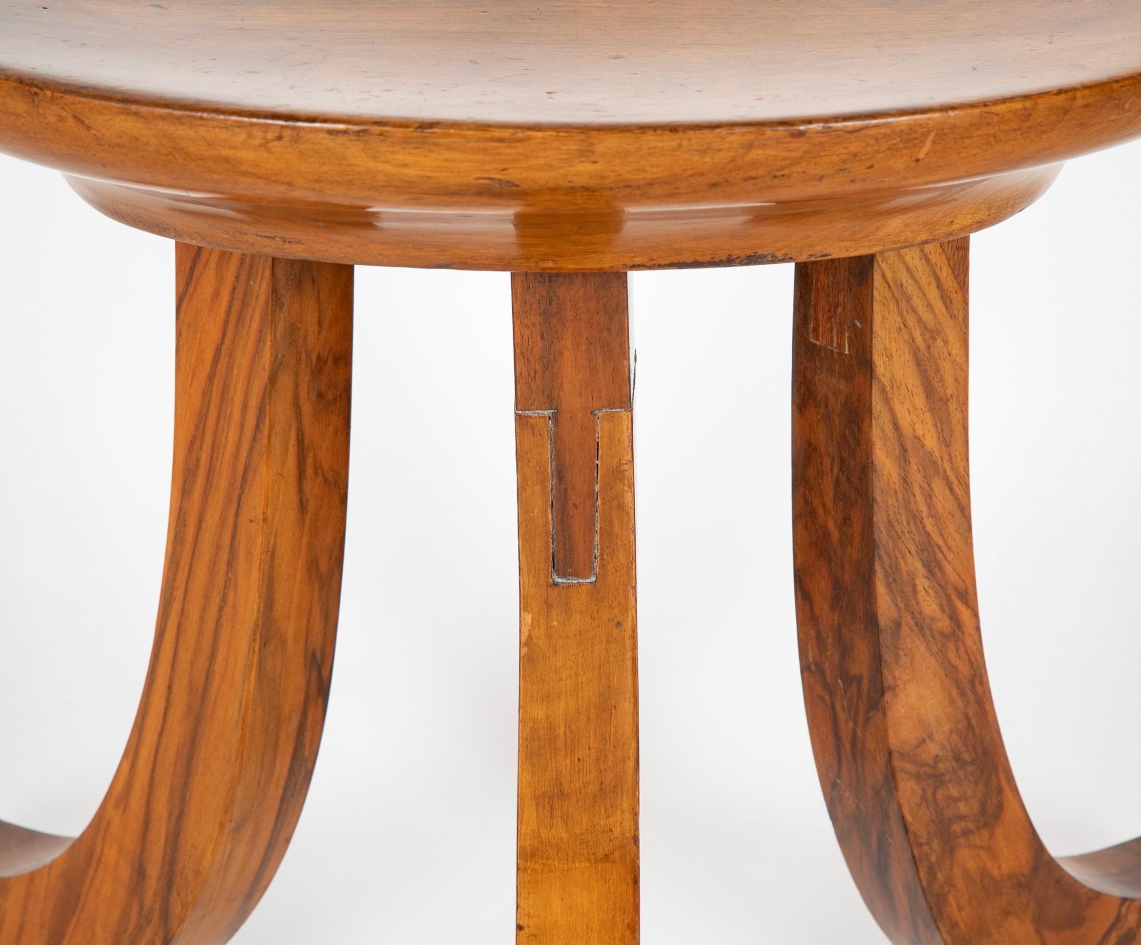Pair of Walnut Tripod Thebes Stools in the Manner of Liberty & Co. For Sale 7
