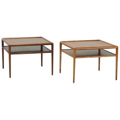 Pair of Walnut Two-Tier Side Tables by Robsjohn Gibbins for Widdicomb