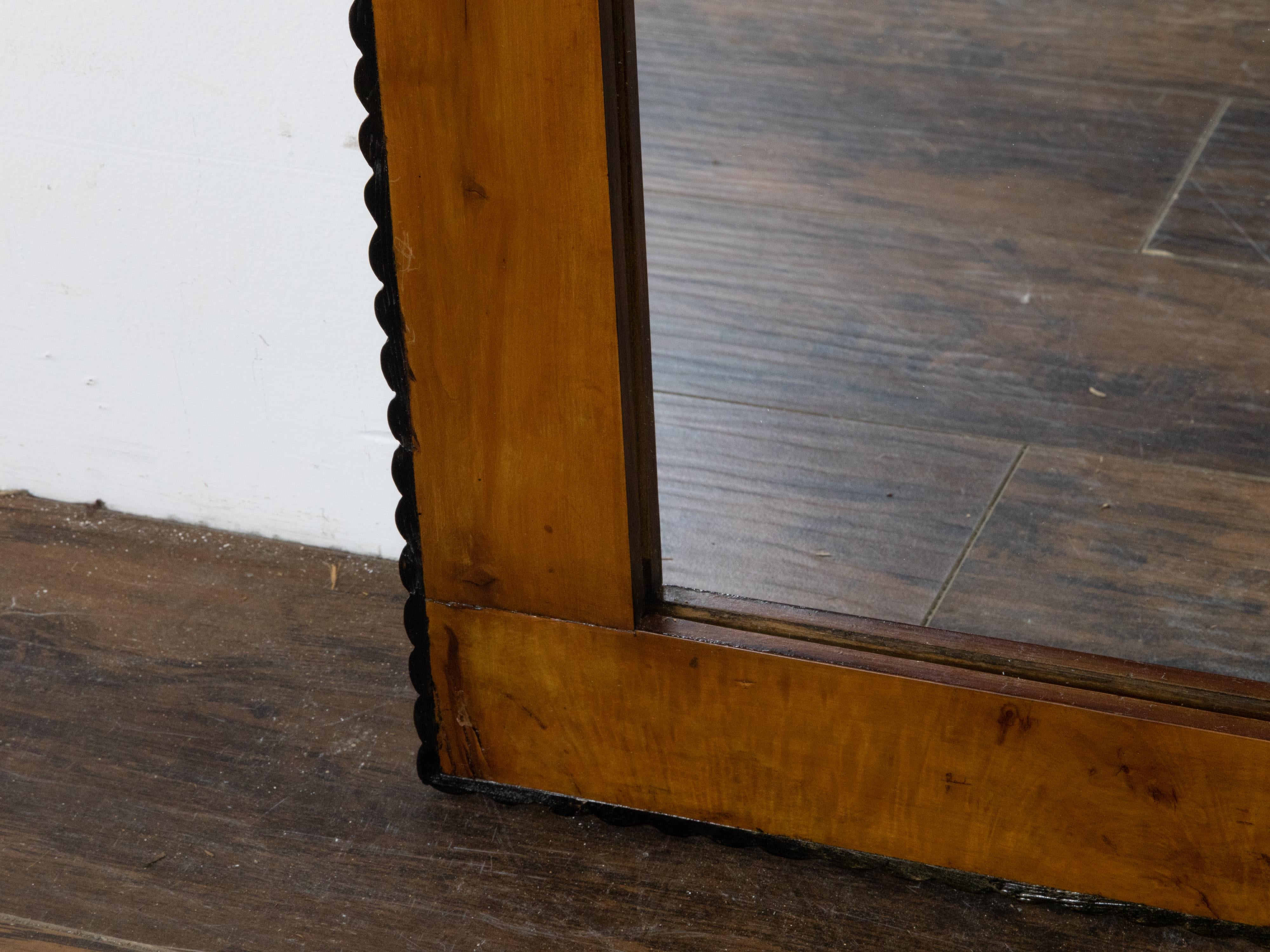 Pair of Walnut Wall Mirrors Made of 19th Century Biedermeier Components 4