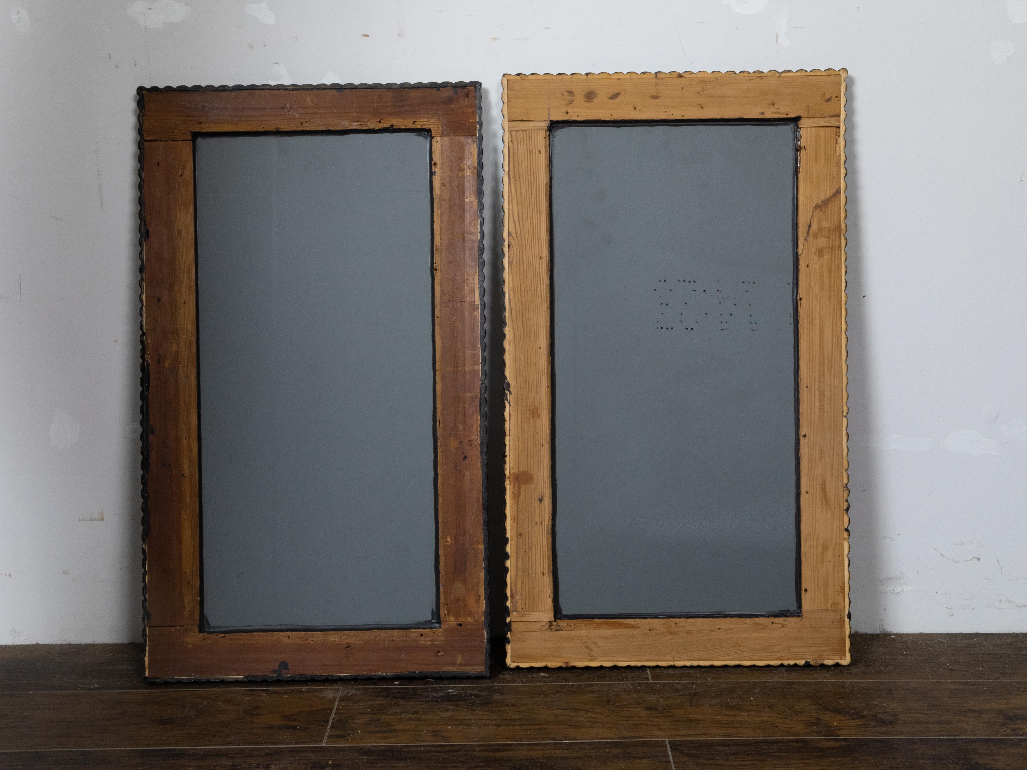 Pair of Walnut Wall Mirrors Made of 19th Century Biedermeier Components 6