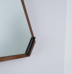 Pair of Walnut Wood Mirrors, Midcentury, Italy