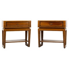 Vintage Pair of walnut wood night stands attributed to Paolo Buffa