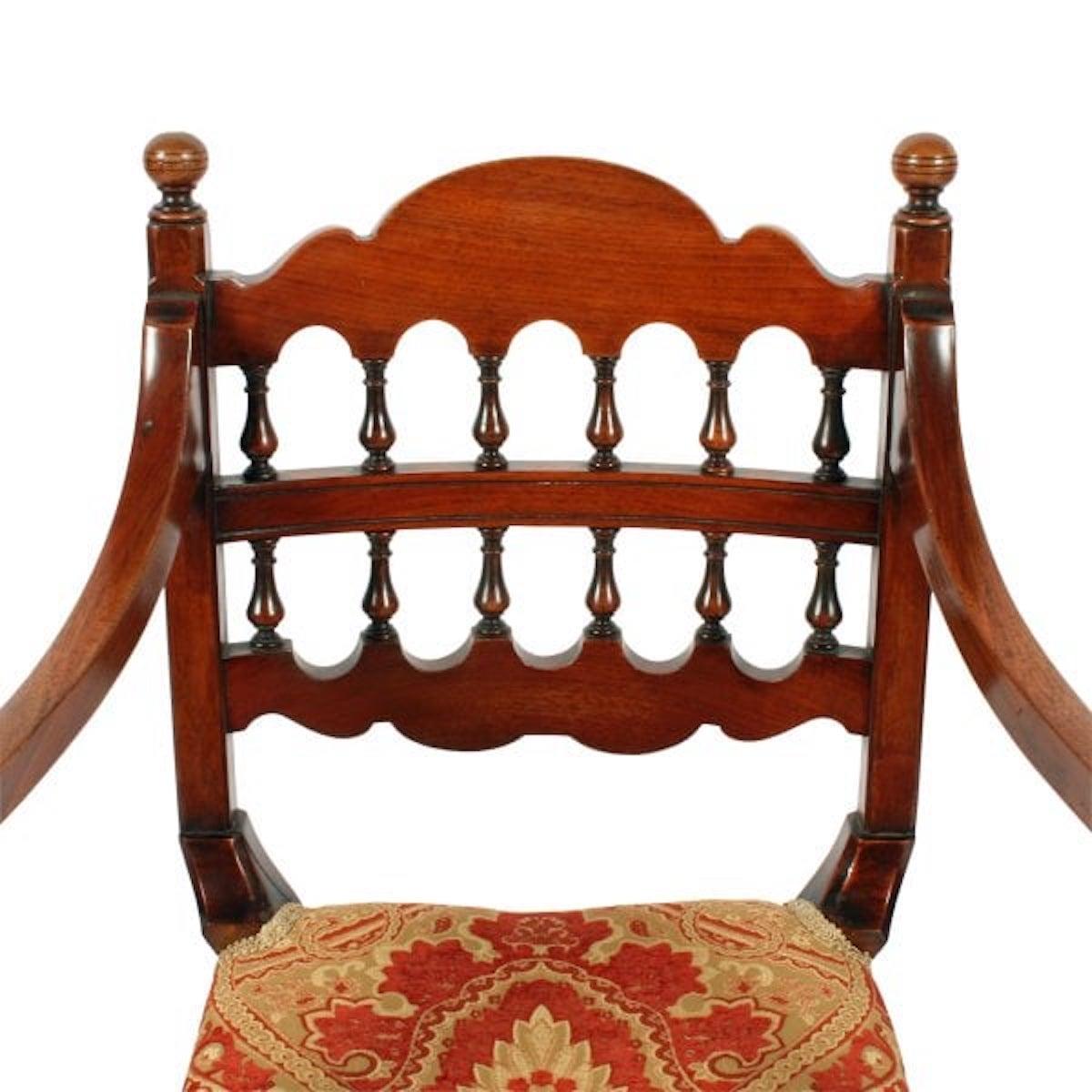 Pair of Walnut 'X' Frame Arm Chairs, 19th Century For Sale 2