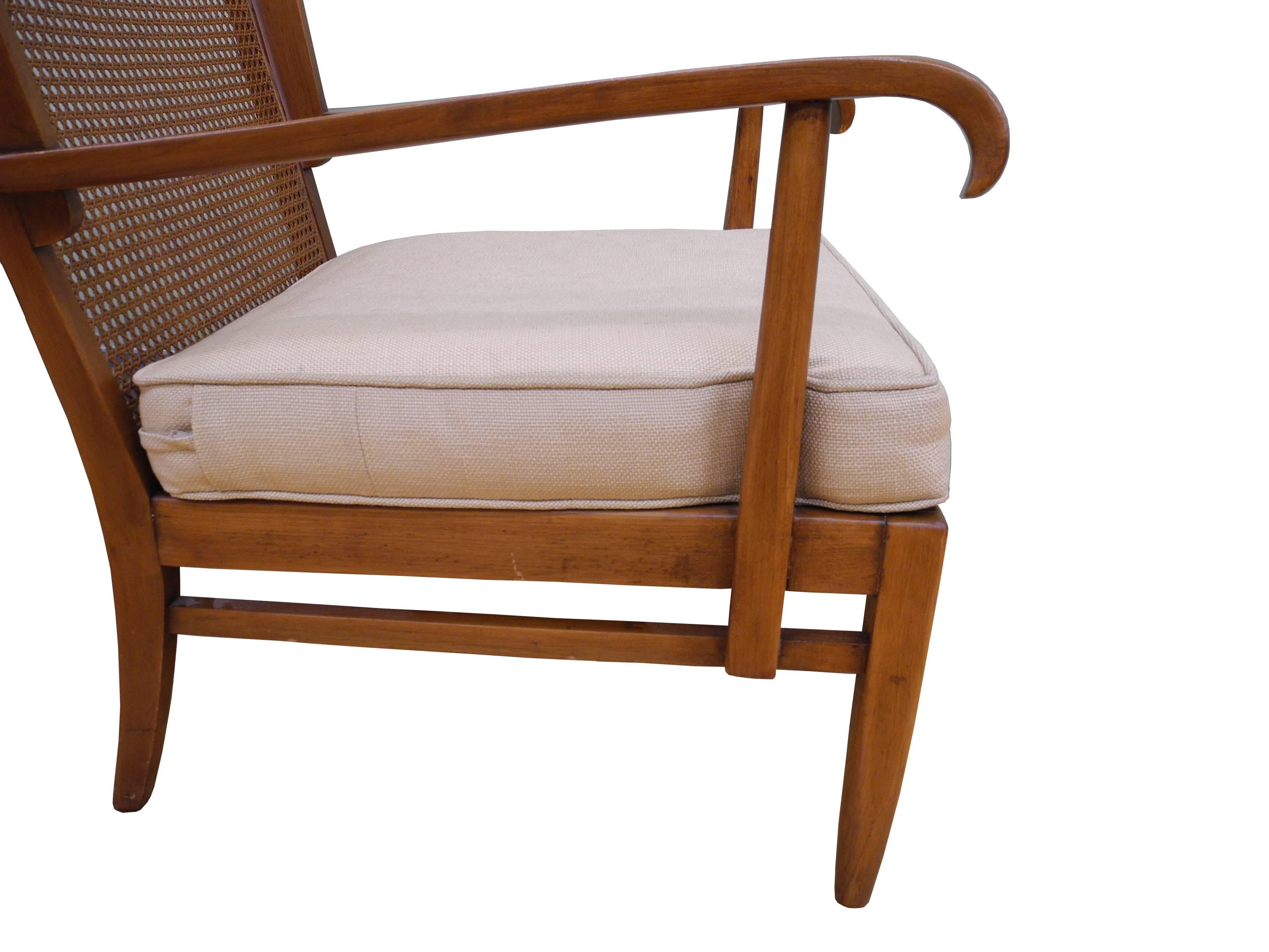20th Century Pair of Walter and Wilhelm Knoll Cane and Cherry Armchairs for Knoll Antimott For Sale