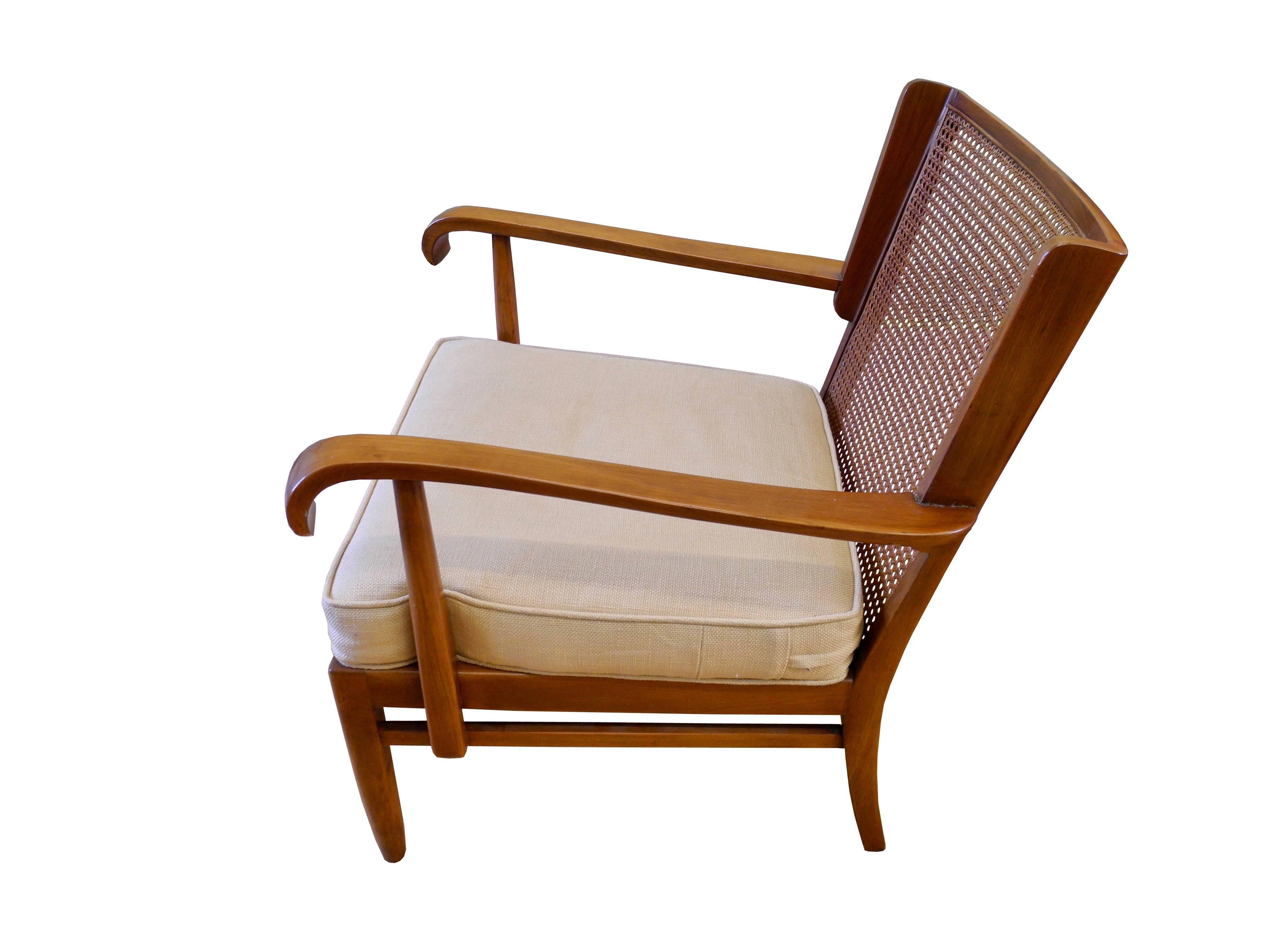 Pair of Walter and Wilhelm Knoll Cane and Cherry Armchairs for Knoll Antimott For Sale 2