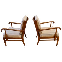 Pair of Walter and Wilhelm Knoll Cane and Cherry Armchairs for Knoll Antimott
