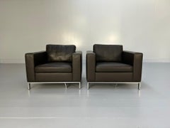 Coppia di poltrone "Foster 503.10" di Walter Knoll - in pelle marrone scuro