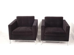 Coppia di poltrone da salotto tedesche Foster di Walter Knoll in velluto nero corvino