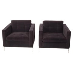 Coppia di poltrone da salotto tedesche Foster di Walter Knoll in velluto nero corvino