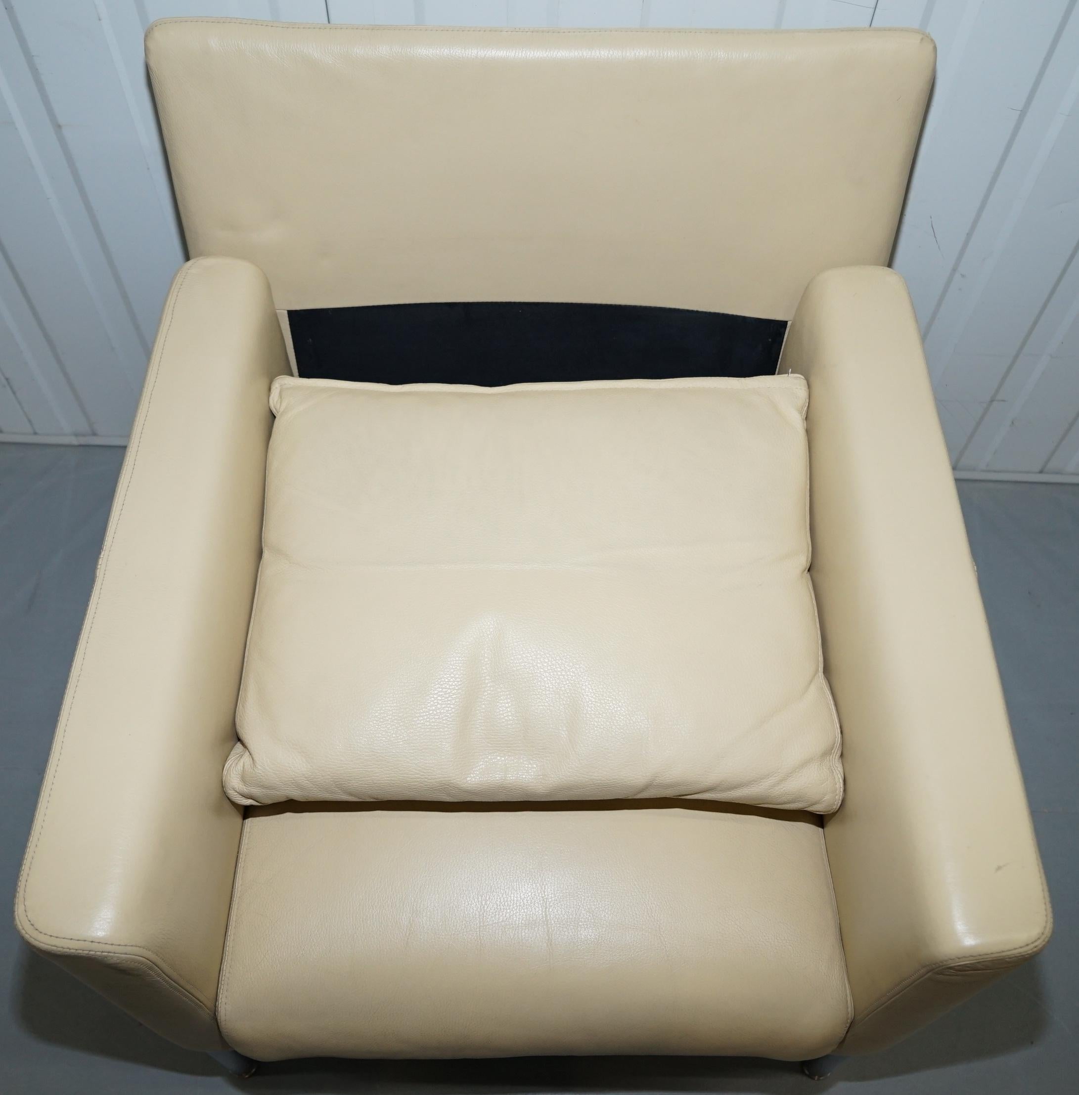 Pair of Walter Knoll Jason 391 Cream Leather Contemporary Armchairs 11