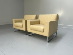 Coppia di poltrone "Morgan 465" di Walter Knoll - in pelle color crema