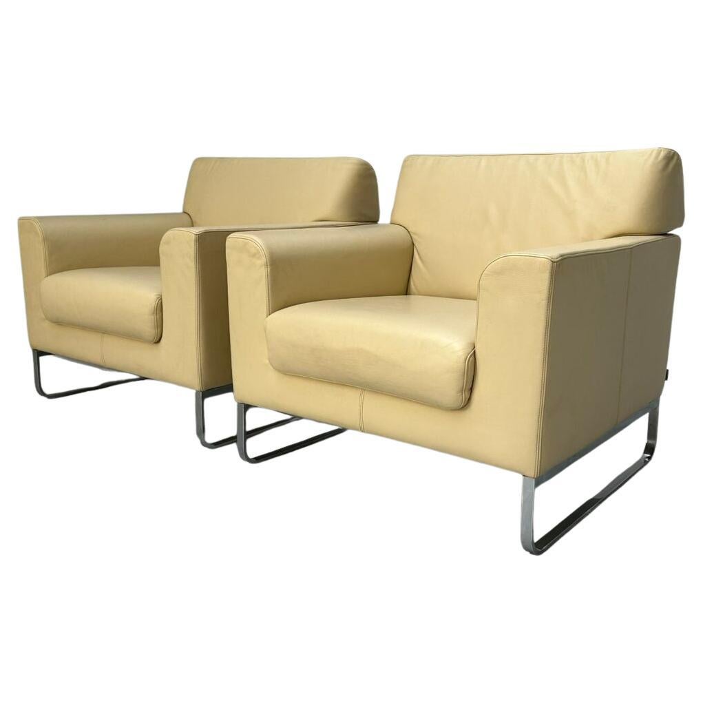 Pareja de Sillones Walter Knoll "Morgan 465" - En Piel Crema