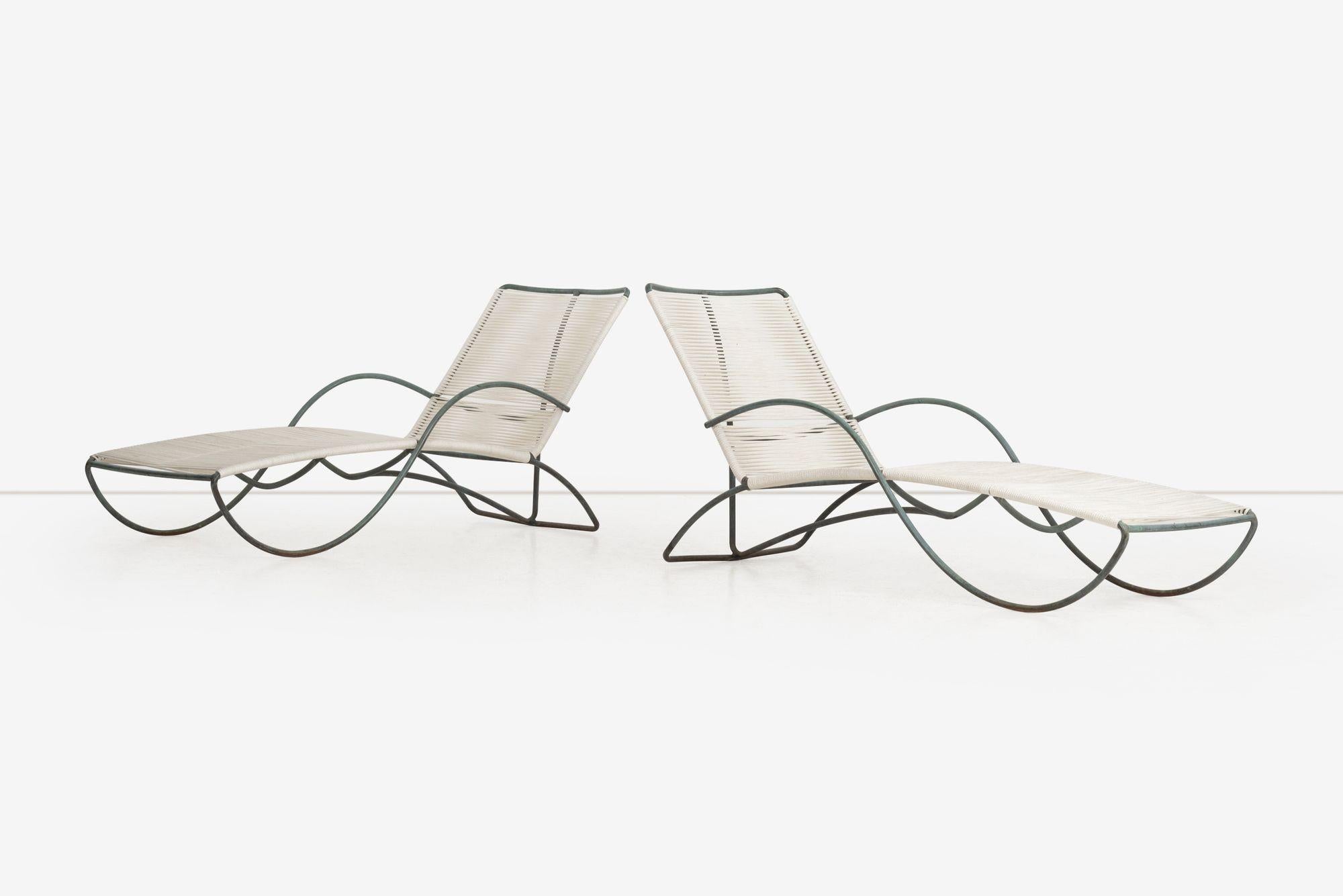 Americano Pair of Walter Lamb Bronze Chaise Lounges for Brown Jordan, Model C-4700, 1960 in vendita