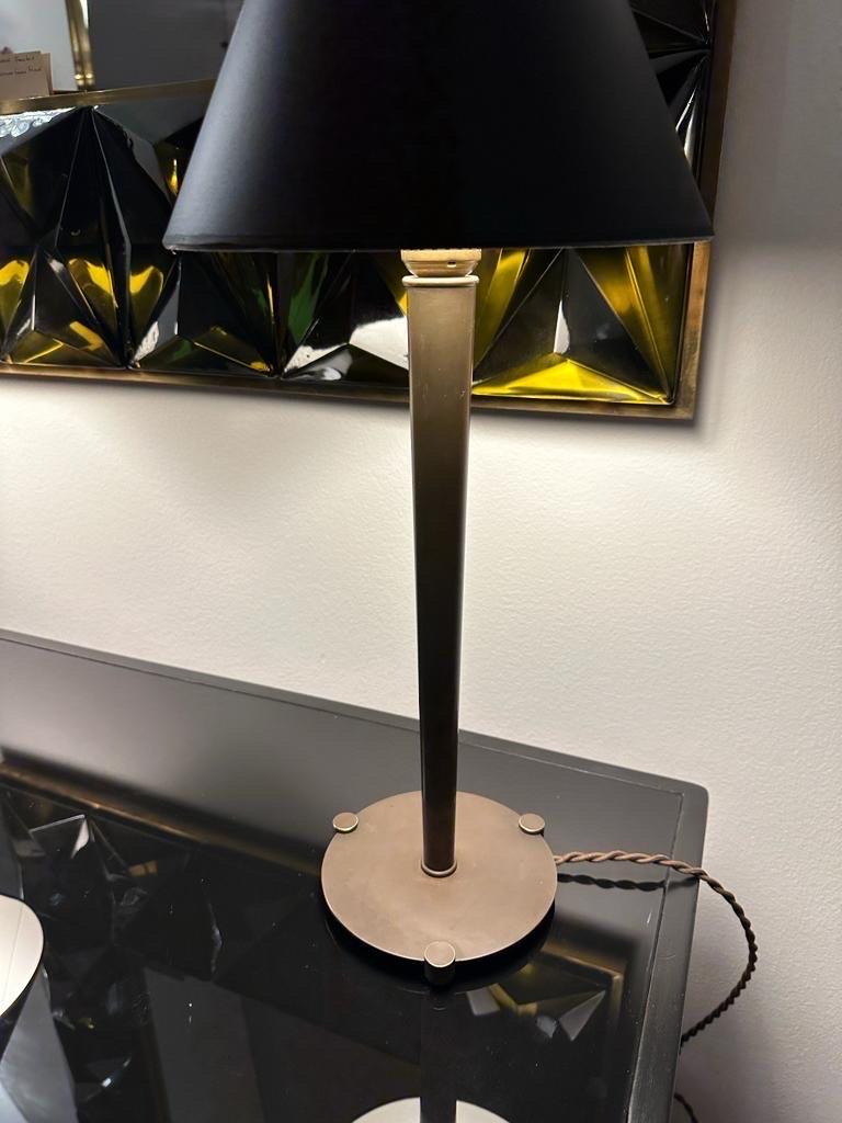Pair of Walter Von Nessen Studio Bronze Table Lamps 1940's 5