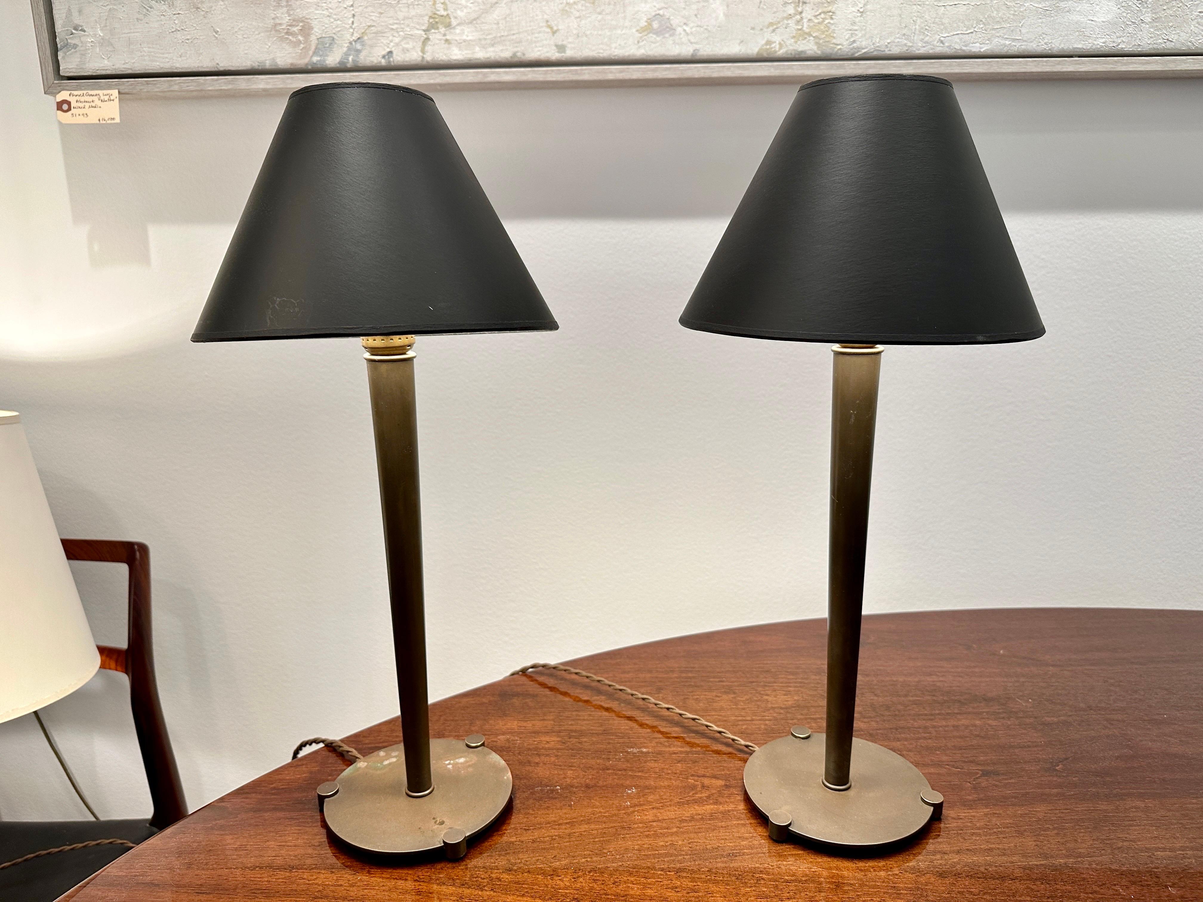 Pair of Walter Von Nessen Studio Bronze Table Lamps 1940's 1