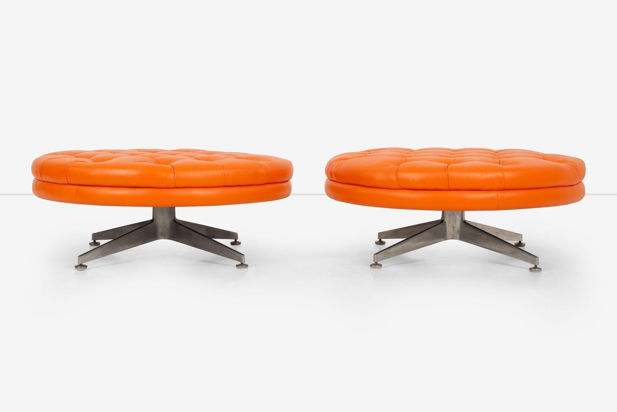 American Pair of Rare Ward Bennett Ottomans from Palm Springs, California For Sale