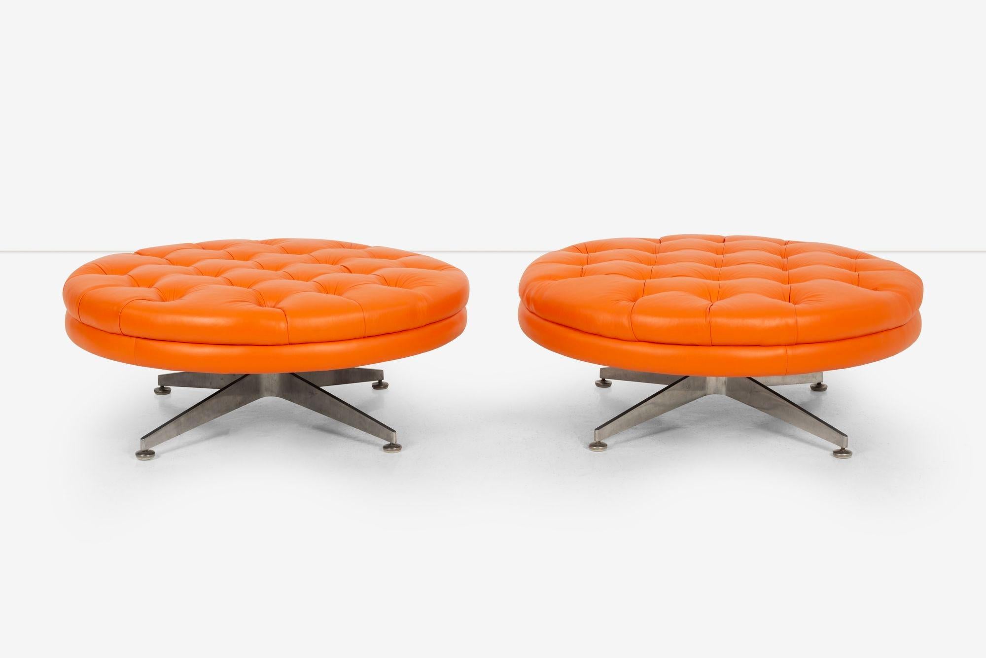 Pair of Rare Ward Bennett Ottomans from Palm Springs, California In Good Condition For Sale In Chicago, IL