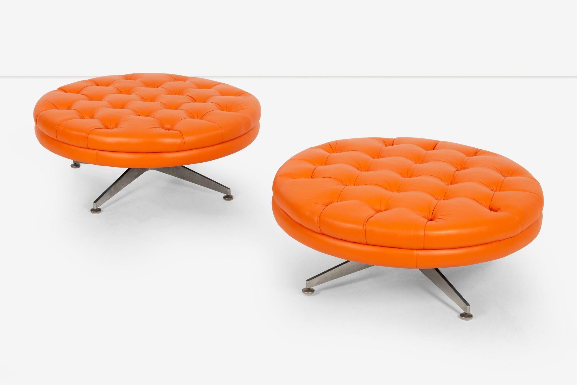 Mid-20th Century Pair of Rare Ward Bennett Ottomans from Palm Springs, California For Sale