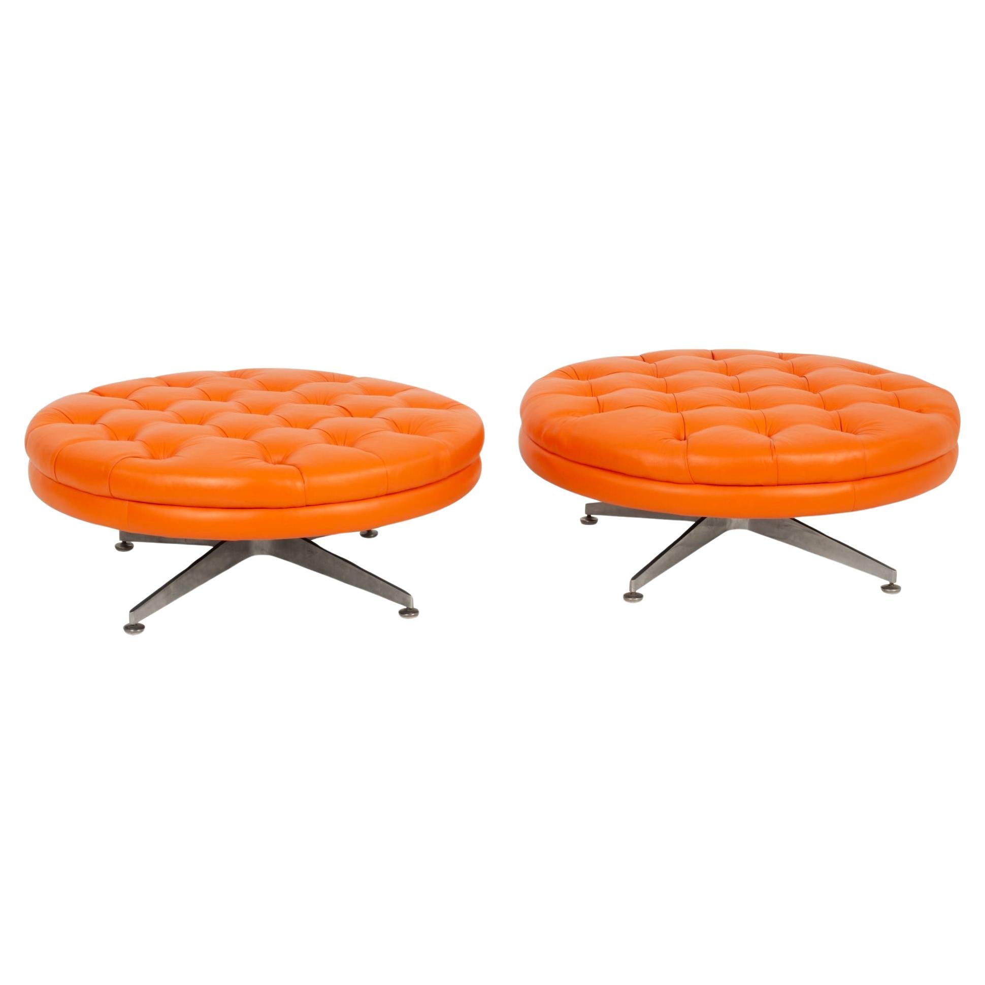 Pair of Rare Ward Bennett Ottomans from Palm Springs, California For Sale
