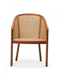 Pair of Ward Bennett American Mid-Century Steam Bent Ash and Cane Armchairs