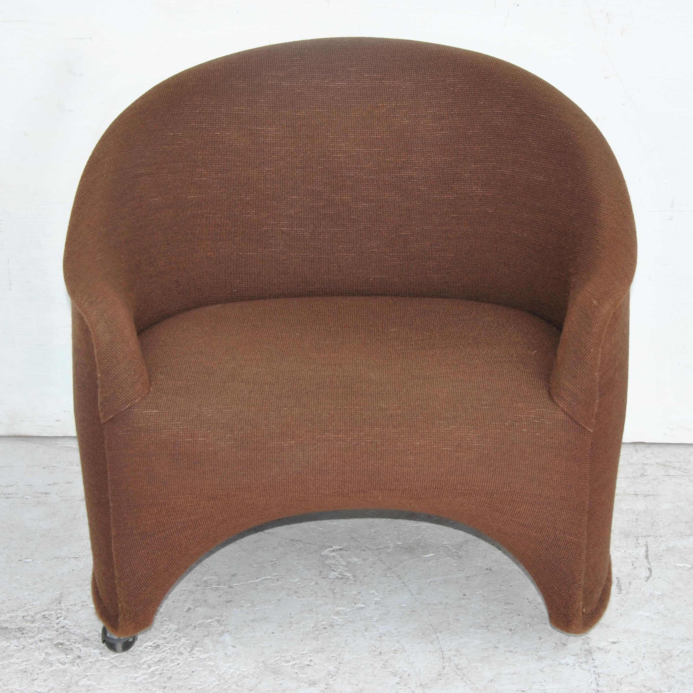 Fabric Pair of Ward Bennett Barrel Lounge Chairs
