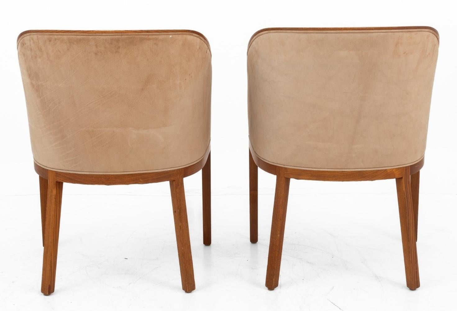 North American Pair of Ward Bennett for Brickel Leather Tub Chairs