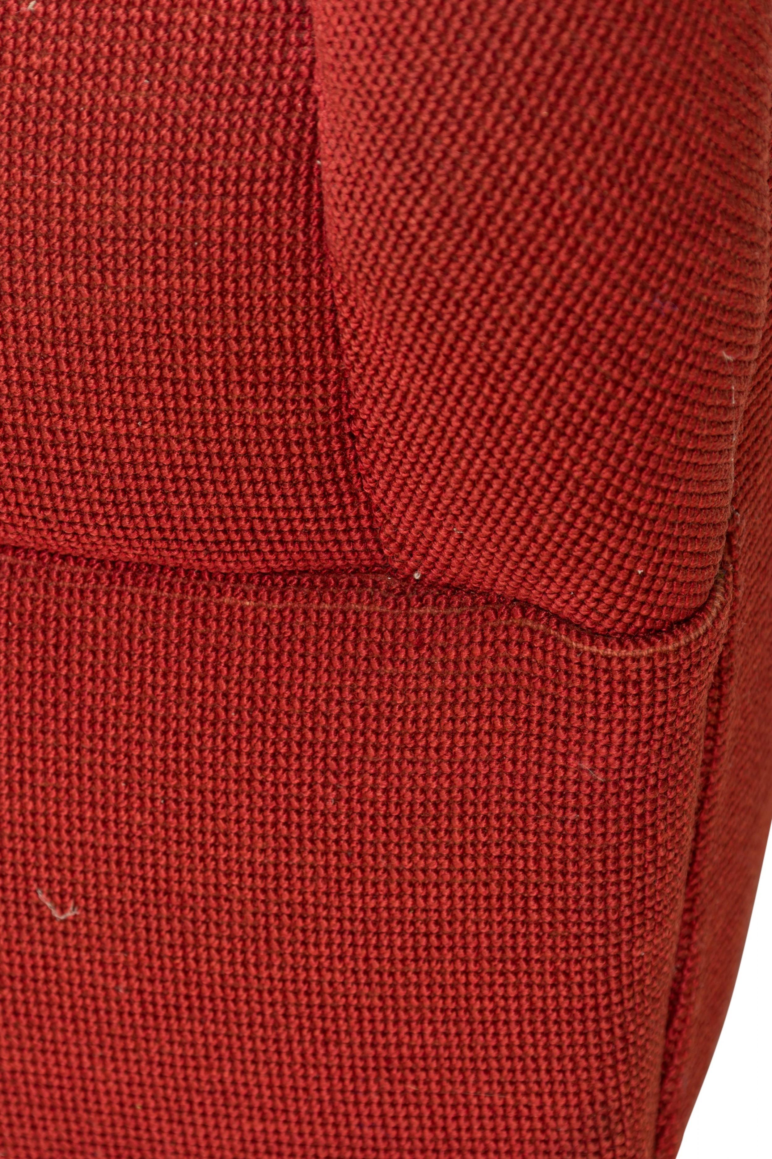 Fabric Pair of Ward Bennett for Brickel Light Red Upholstered Swivel Tub Lounge Chairs For Sale