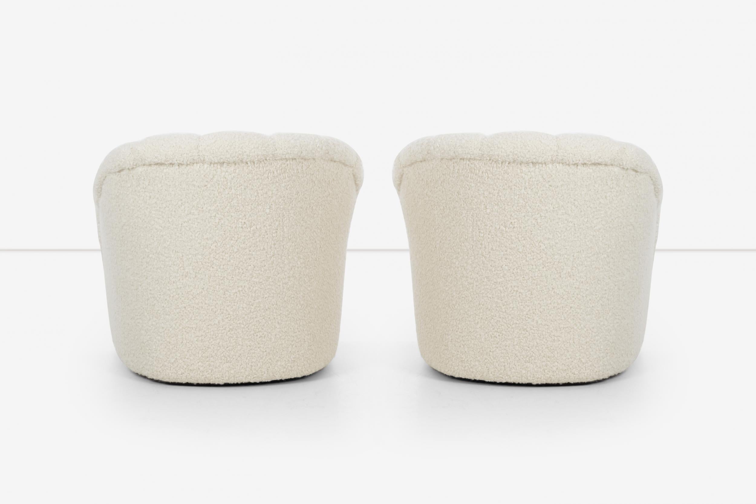 Bouclé Pair of Ward Bennett Lounge Chairs for Brickel