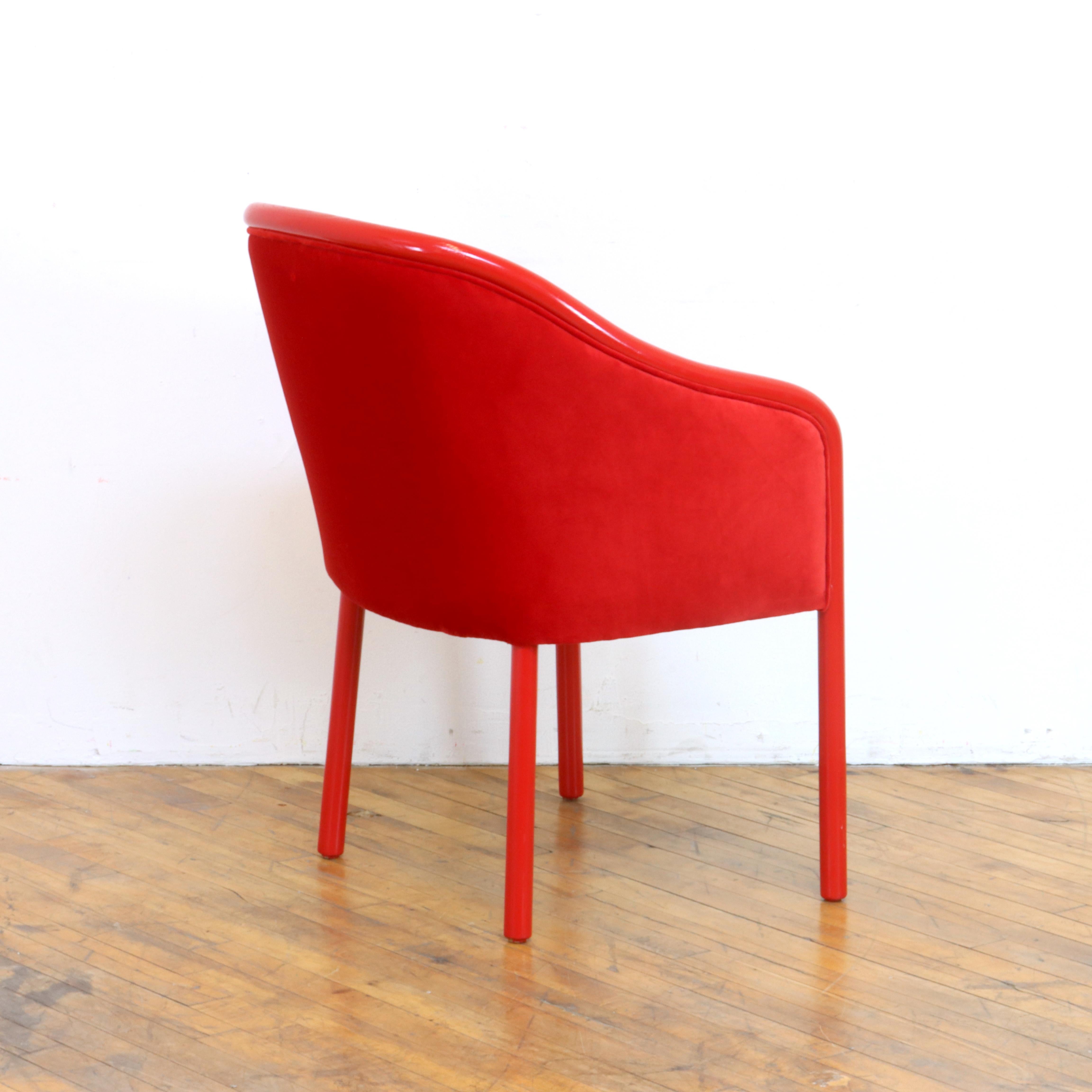 Enamel Pair of Ward Bennett Monochrome Barrel Chairs For Sale