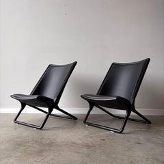 Pair of Ward Bennett Scissor Chairs by Geiger