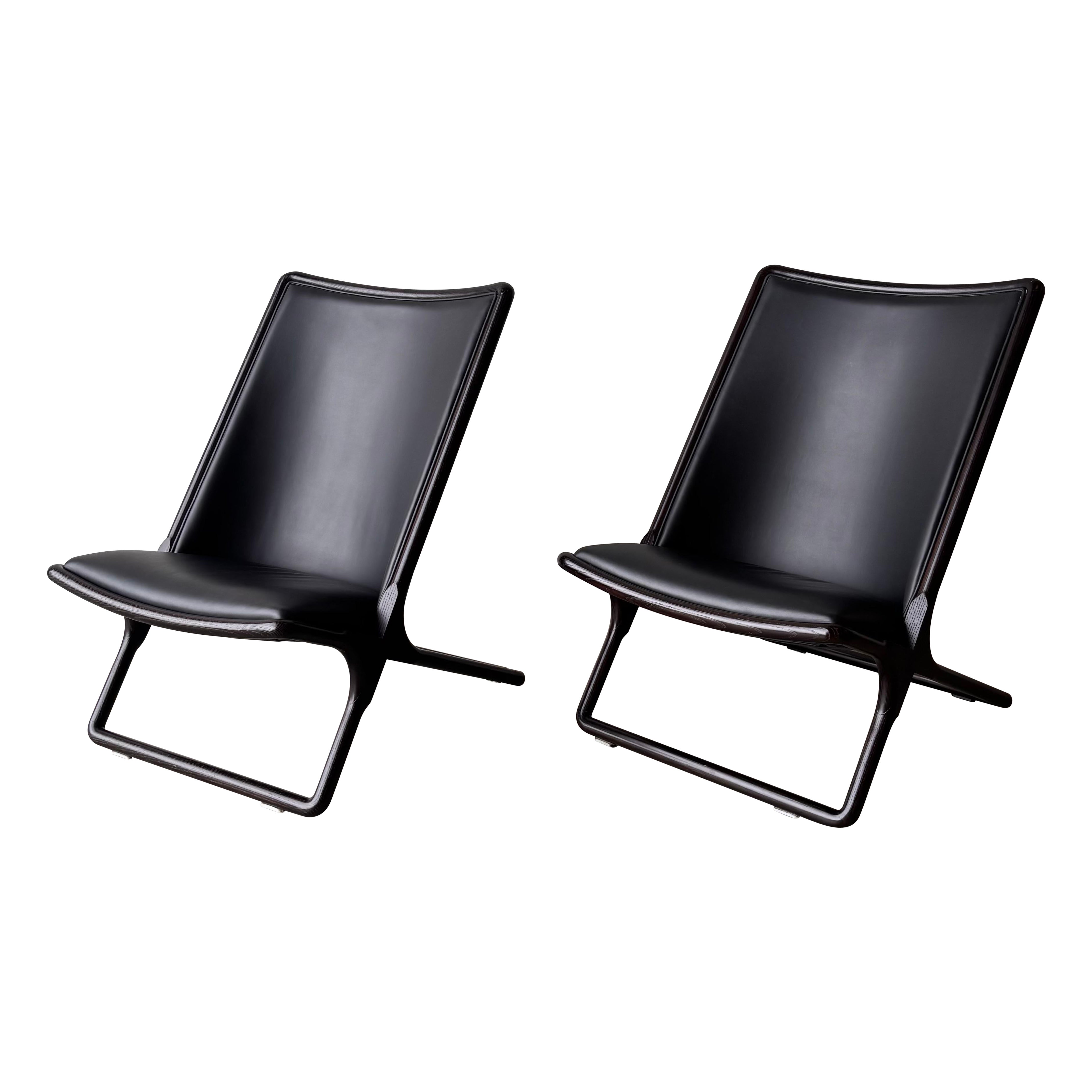 Pair of Ward Bennett Scissor Chairs by Geiger