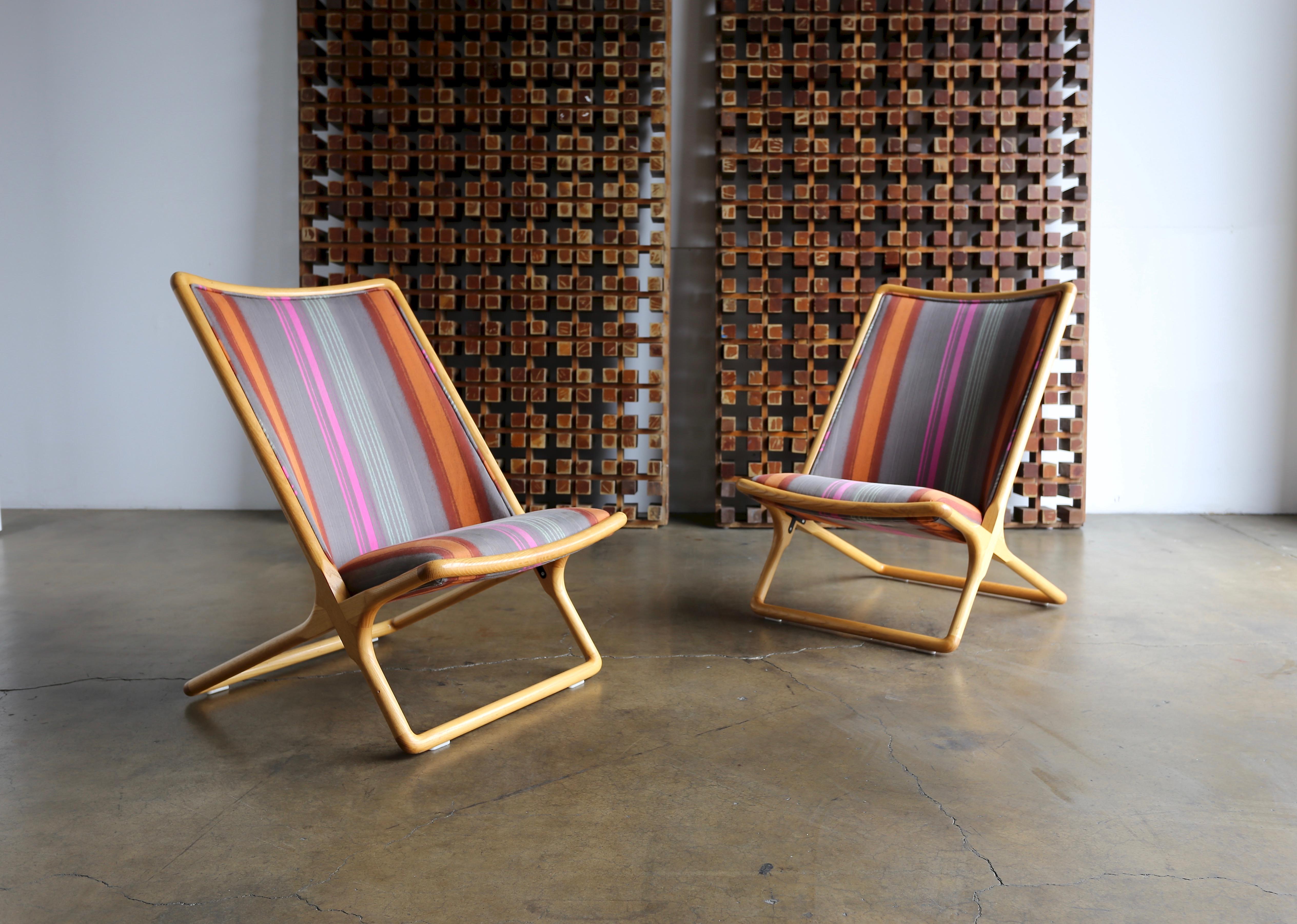 Pair of Ward Bennett 'Scissor Chairs' for Brickel Associates, circa 1975.
