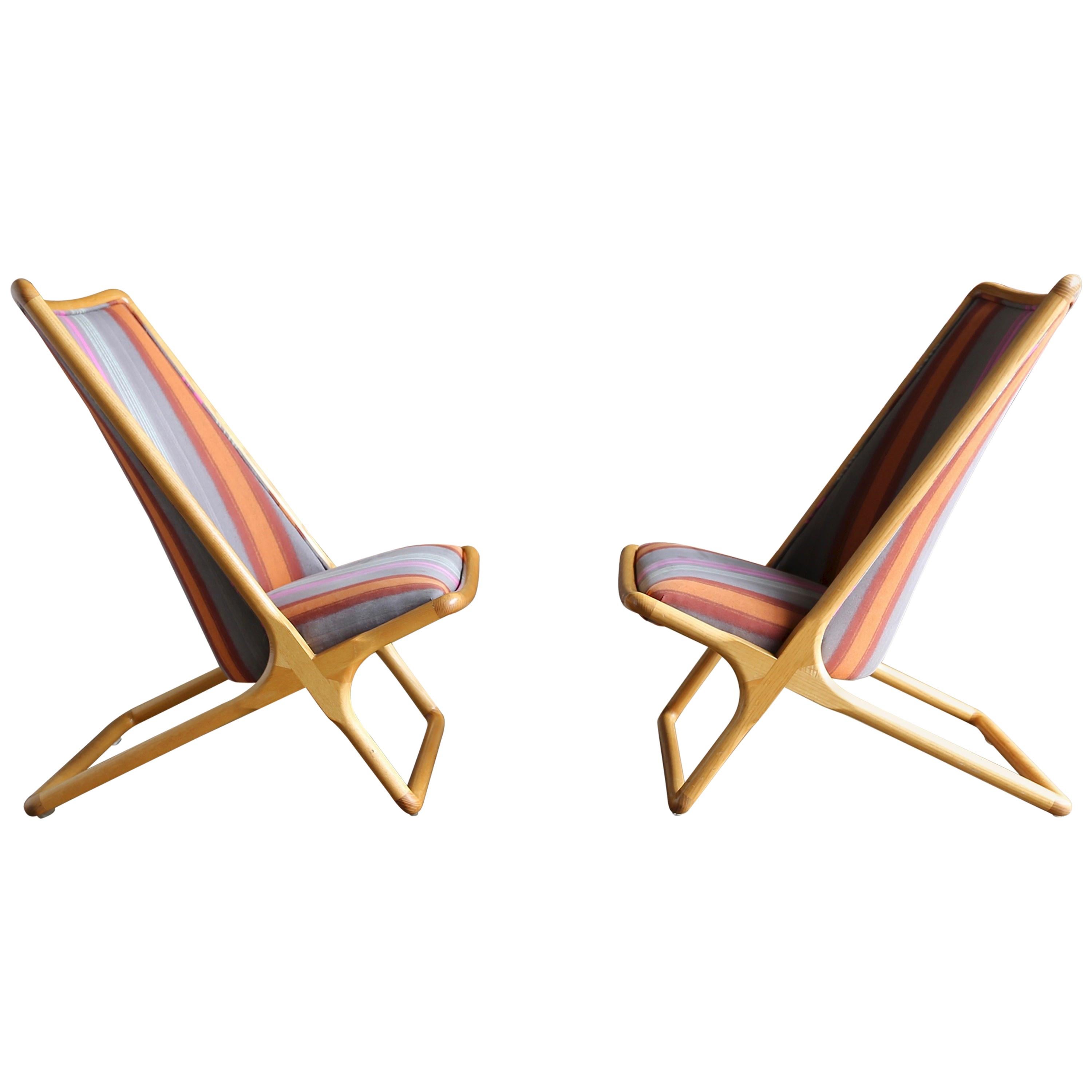 Pair of Ward Bennett 'Scissor Chairs' for Brickel Associates