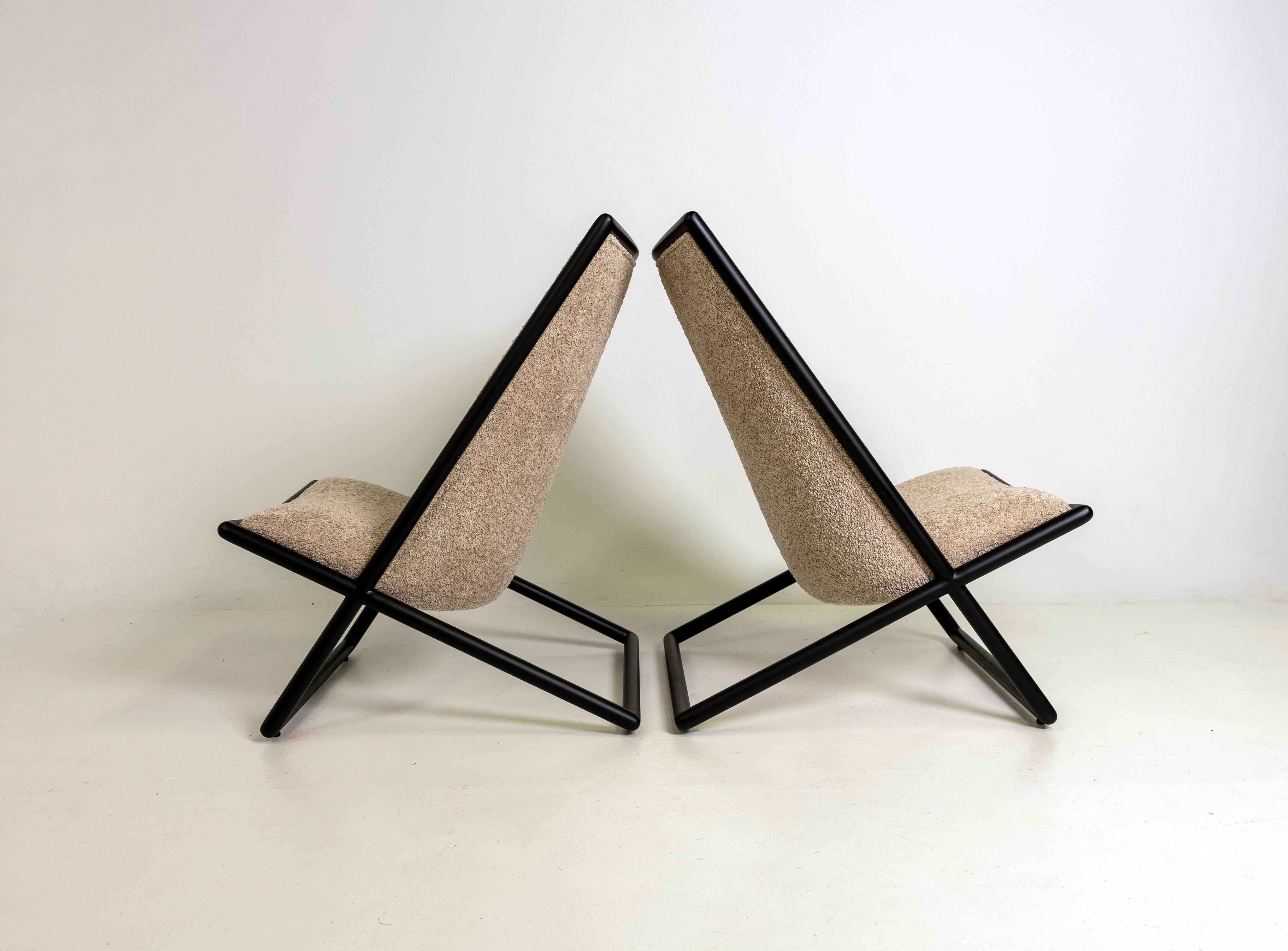 Paire de chaises longues Scissor de Ward Bennett, Geiger, noires, Boucle en vente 5