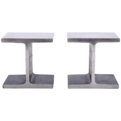 Pair of Ward Bennett Style Steel I Beam Bookends, 1970s