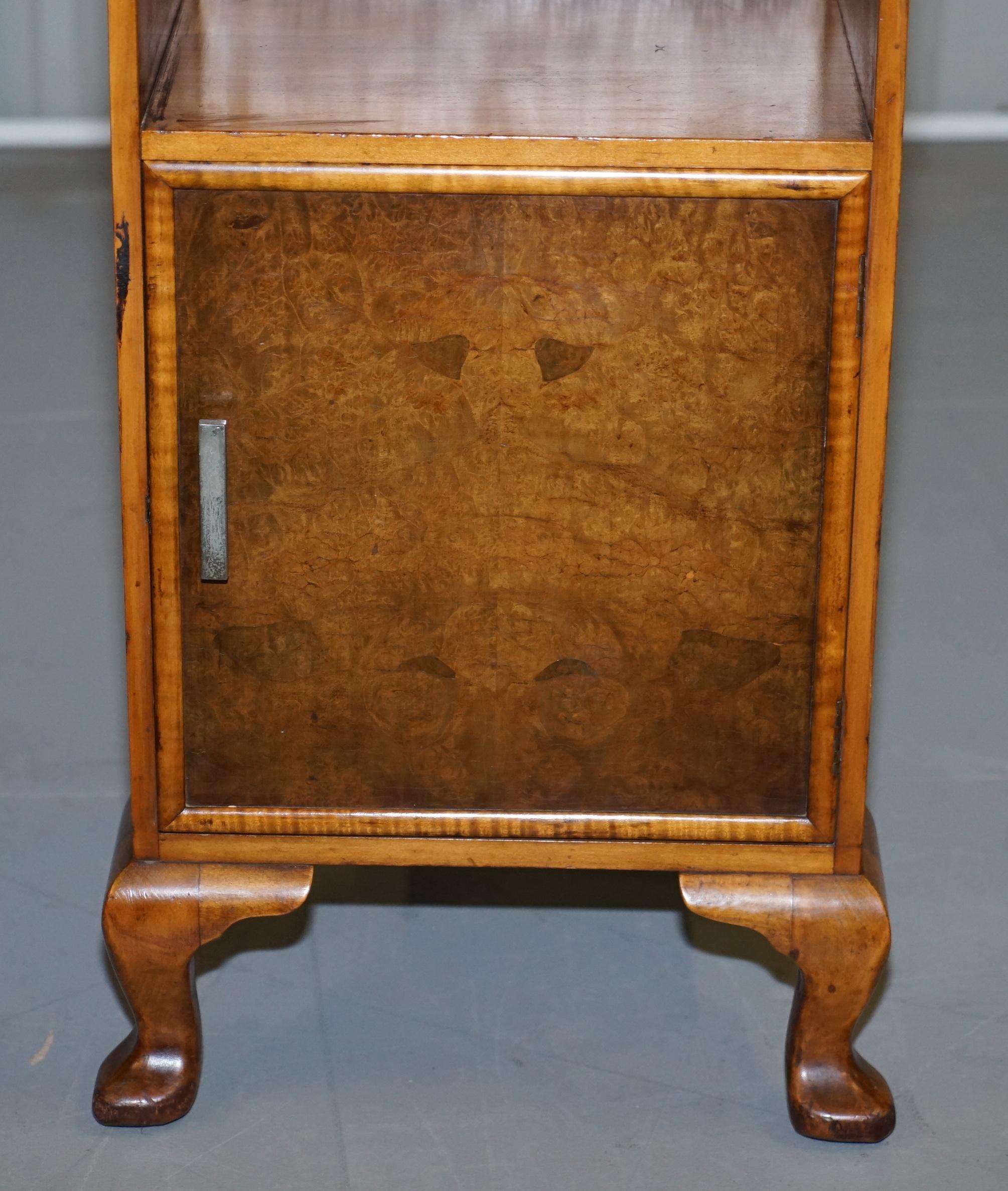 Pair of Waring & Gillow 1932 Burr Walnut Bedside Cupboards or Lamp Wine Tables For Sale 10
