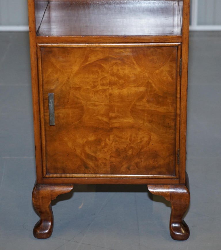 Pair of Waring & Gillow 1932 Burr Walnut Bedside Cupboards or Lamp Wine Tables For Sale 1