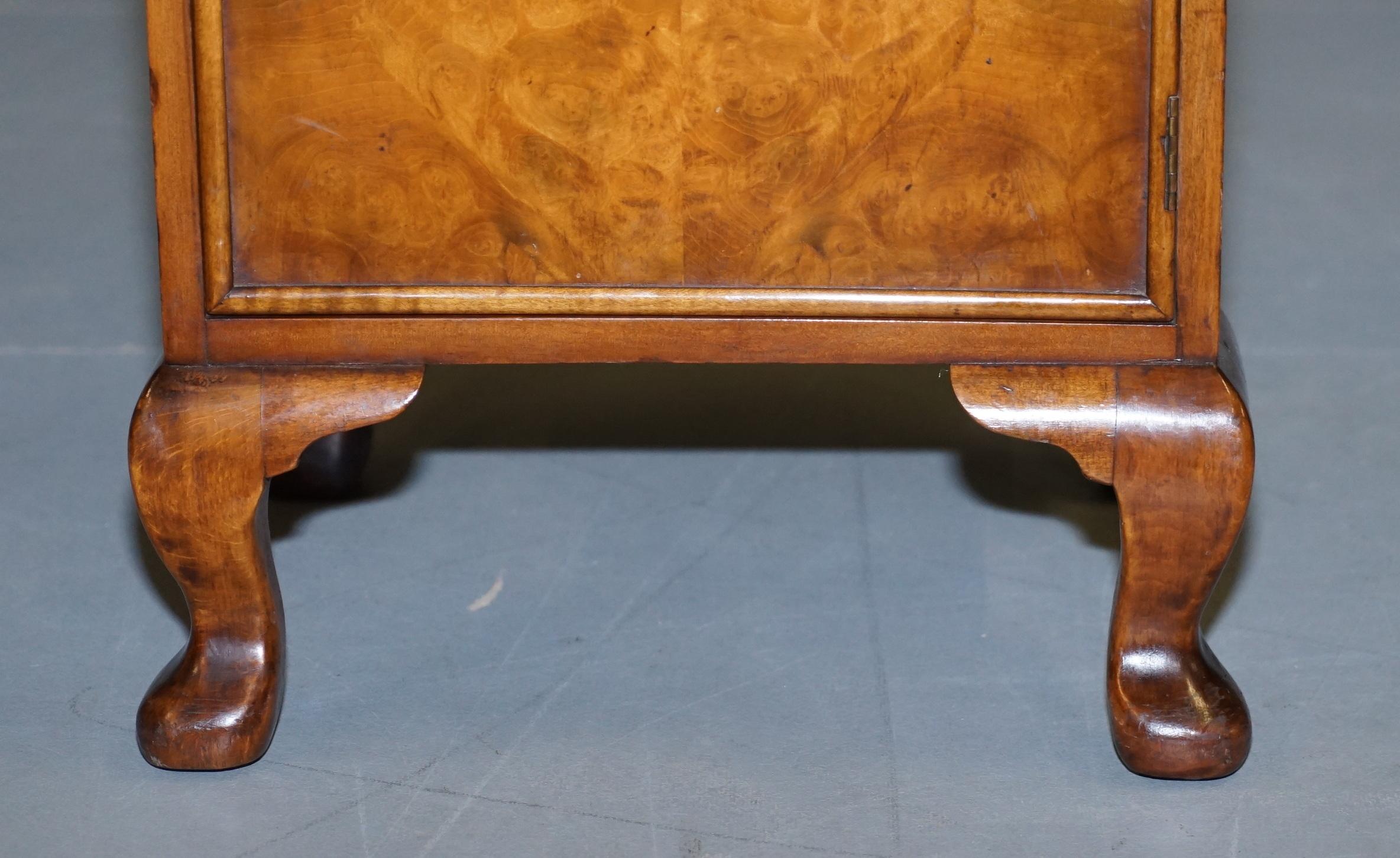 Pair of Waring & Gillow 1932 Burr Walnut Bedside Cupboards or Lamp Wine Tables For Sale 2