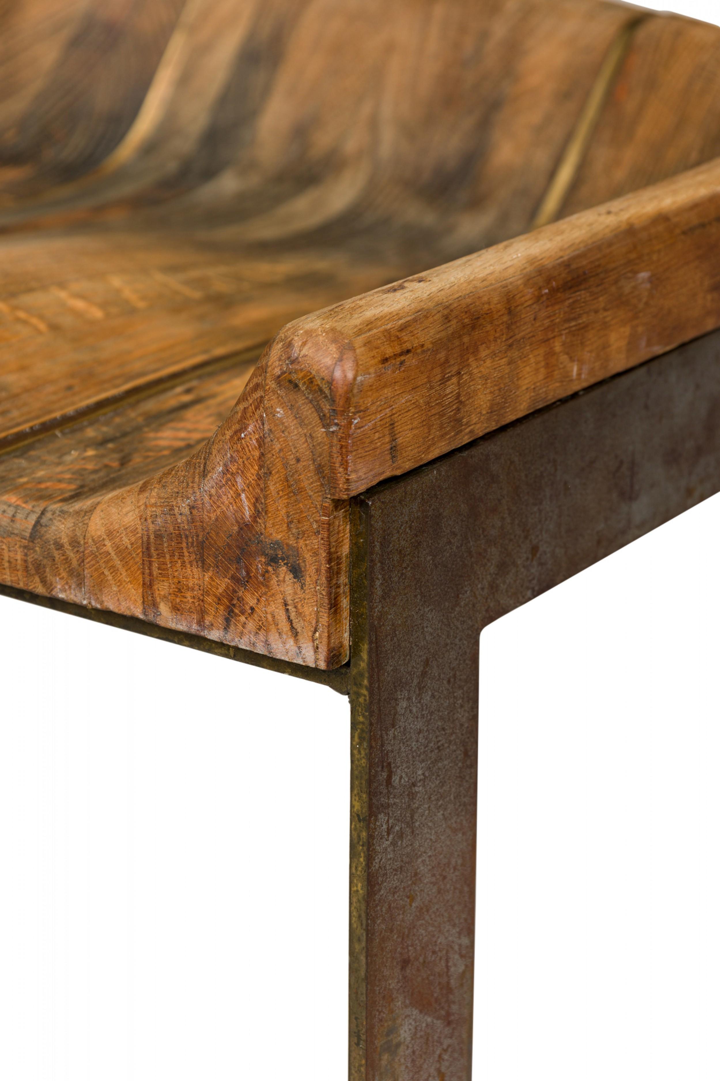 Paar Warren Bacon Messing & Holz Hufeisen Cantilever Barhocker im Angebot 2